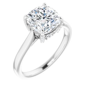 Platinum 8 mm Cushion Engagement Ring Mounting