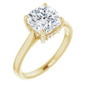 14K Yellow 8 mm Cushion Engagement Ring Mounting