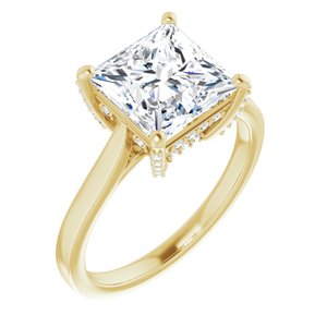 14K Yellow 8 mm Square Engagement Ring Mounting