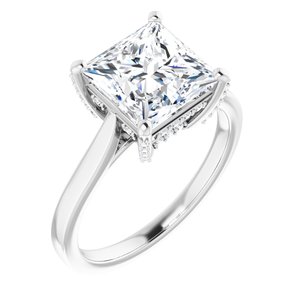 Platinum 8 mm Square Engagement Ring Mounting