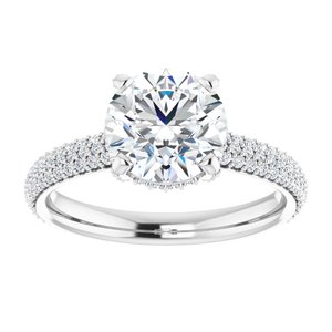 Platinum 8 mm Round Engagement Ring Mounting