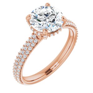 14K Rose 8 mm Round Engagement Ring Mounting