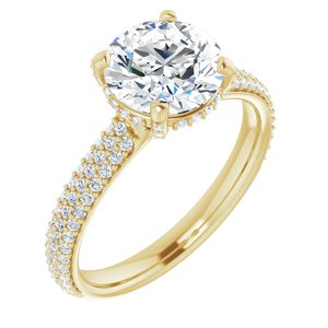 14K Yellow 8 mm Round Engagement Ring Mounting