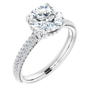 Platinum 8 mm Round Engagement Ring Mounting