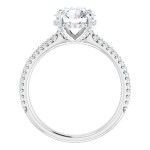 Platinum 8 mm Round Engagement Ring Mounting