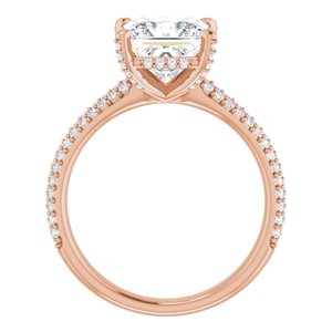 14K Rose 7.5 mm Square Engagement Ring Mounting