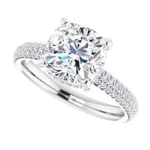 Platinum 8 mm Cushion Engagement Ring Mounting