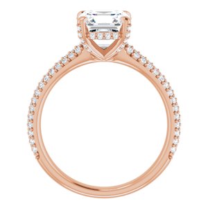 14K Rose 7 mm Asscher Engagement Ring Mounting