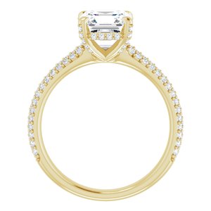 14K Yellow 7 mm Asscher Engagement Ring Mounting