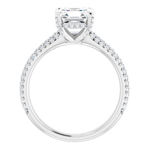 14K White 7 mm Asscher Engagement Ring Mounting