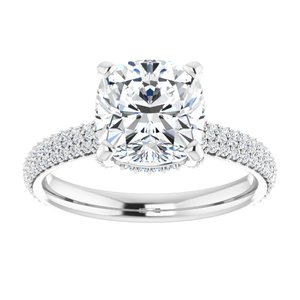 Platinum 8 mm Cushion Engagement Ring Mounting