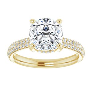 14K Yellow 8 mm Cushion Engagement Ring Mounting