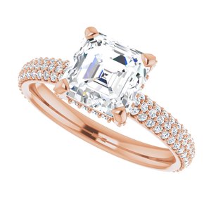 14K Rose 7 mm Asscher Engagement Ring Mounting