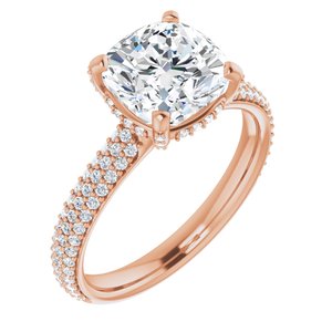 14K Rose 8 mm Cushion Engagement Ring Mounting