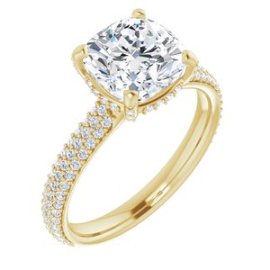 14K Yellow 8 mm Cushion Engagement Ring Mounting