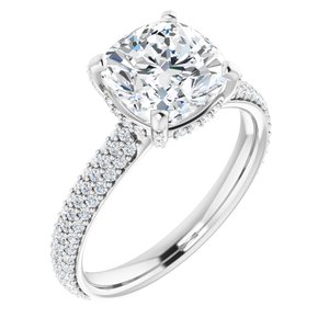 Platinum 8 mm Cushion Engagement Ring Mounting