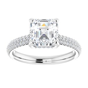 Platinum 7 mm Asscher Engagement Ring Mounting