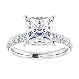 Platinum 7.5 mm Square Engagement Ring Mounting