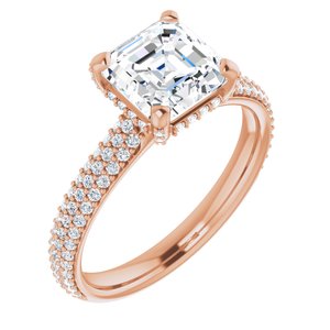 14K Rose 7 mm Asscher Engagement Ring Mounting