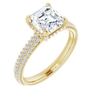 14K Yellow 7 mm Asscher Engagement Ring Mounting