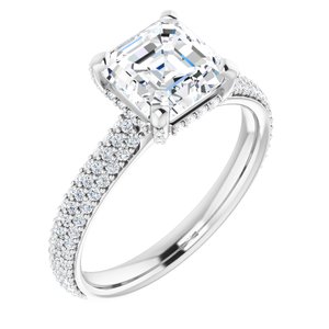 Platinum 7 mm Asscher Engagement Ring Mounting