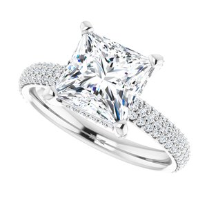 Platinum 7.5 mm Square Engagement Ring Mounting