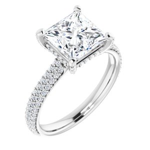 14K White 7.5 mm Square Engagement Ring Mounting