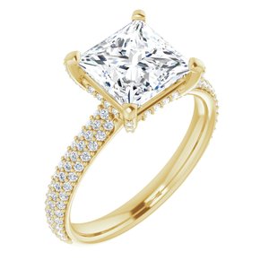 14K Yellow 7.5 mm Square Engagement Ring Mounting