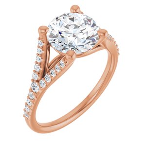 14K Rose  8.2 mm Round Engagement Ring Mounting