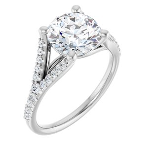 14K White  8.2 mm Round Engagement Ring Mounting