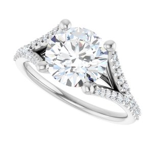 14K White  8.2 mm Round Engagement Ring Mounting