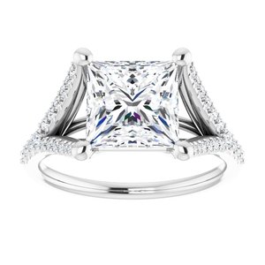 Platinum  7.5 mm Square Engagement Ring Mounting