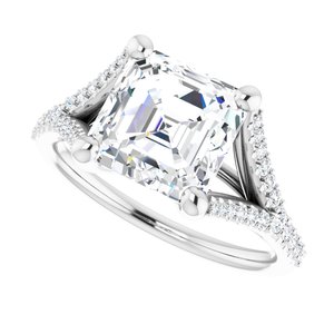 Platinum  8 mm Asscher Engagement Ring Mounting