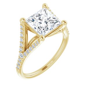 14K Yellow  7.5 mm Square Engagement Ring Mounting