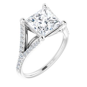 Platinum  7.5 mm Square Engagement Ring Mounting