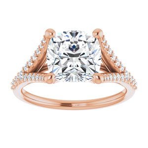 14K Rose  8 mm Cushion Engagement Ring Mounting