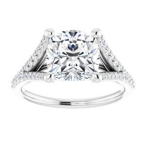 Platinum  8 mm Cushion Engagement Ring Mounting