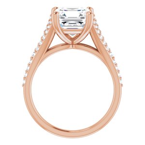 14K Rose  8 mm Asscher Engagement Ring Mounting