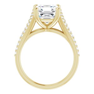 14K Yellow  8 mm Asscher Engagement Ring Mounting