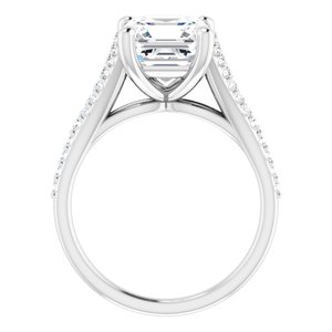 Platinum  8 mm Asscher Engagement Ring Mounting