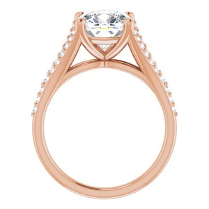 14K Rose  8 mm Cushion Engagement Ring Mounting