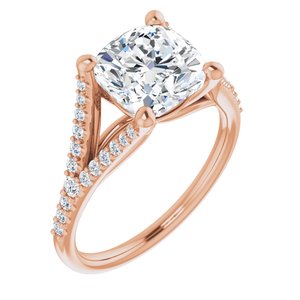 14K Rose  8 mm Cushion Engagement Ring Mounting