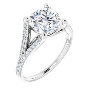 Platinum  8 mm Cushion Engagement Ring Mounting