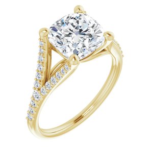 14K Yellow  8 mm Cushion Engagement Ring Mounting