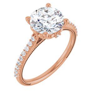 14K Rose  8.2 mm Round Engagement Ring Mounting