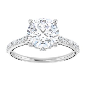 Platinum  8.2 mm Round Engagement Ring Mounting