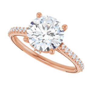 14K Rose  8.2 mm Round Engagement Ring Mounting