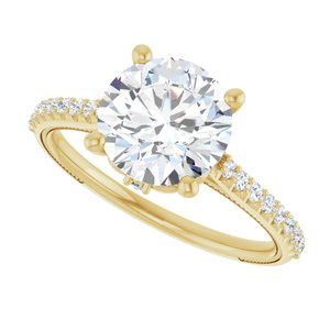 14K Yellow  8.2 mm Round Engagement Ring Mounting