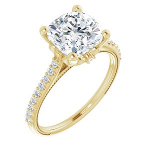 14K Yellow  8 mm Cushion Engagement Ring Mounting