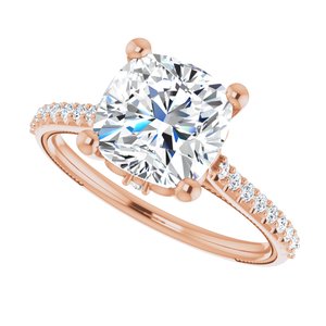 14K Rose  8 mm Cushion Engagement Ring Mounting